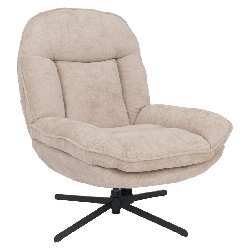 Fauteuil relax TV design moderne et confort fonction de bascule pivotant en métal et tissu chenille crème 04_0009034