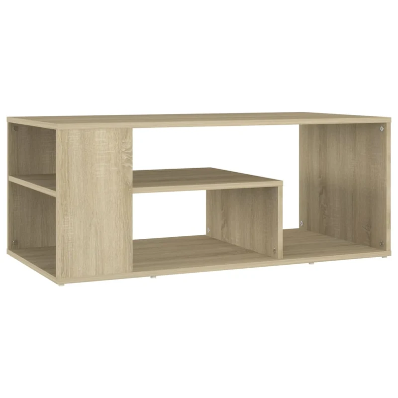 Table basse avec étagères design intemporel 100 x 50 x 40 cm bois d'ingénierie couleur chêne DEC038856