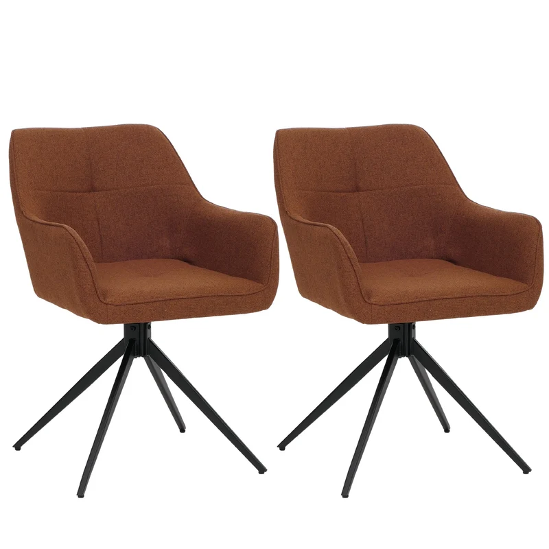 Lot de 2 chaises de salle à manger pivotantes design moderne confort 80 x 53 x 59 cm en tissu terracotta 04_0009414