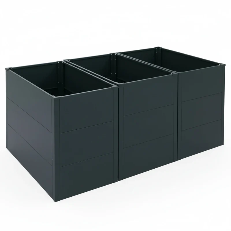 Lot de 3 bacs potagers surélevés en acier galvanisé vert carrés potagers pour jardin terrasse ou balcon 04_0008846