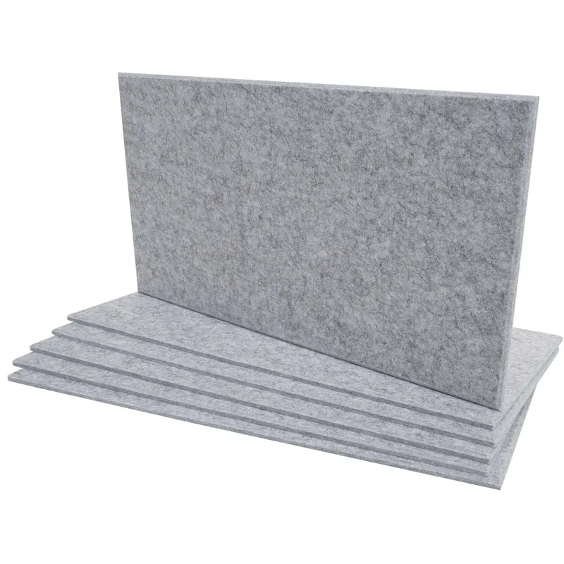 Lot de 6 panneaux acoustiques muraux 60 x 30 x 0,9 cm design moderne pour isolation phonique en textile gris clair 04_0010303