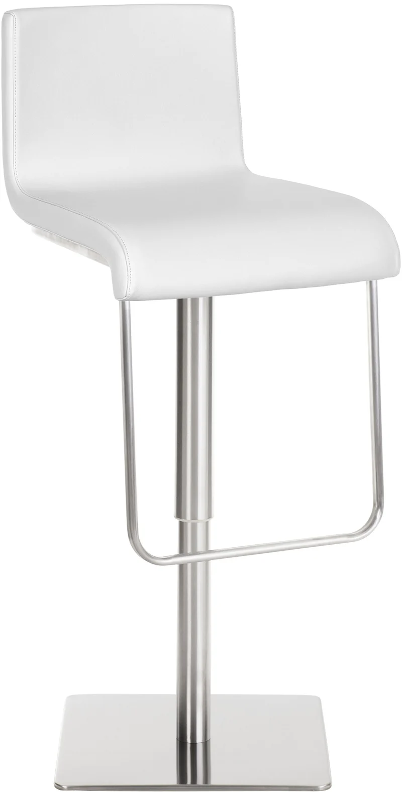 Tabouret de bar réglable en hauteur revêtement simili cuir blanc pivotant 360° structure métal style moderne avec dossier et repose-pieds 10_0006437