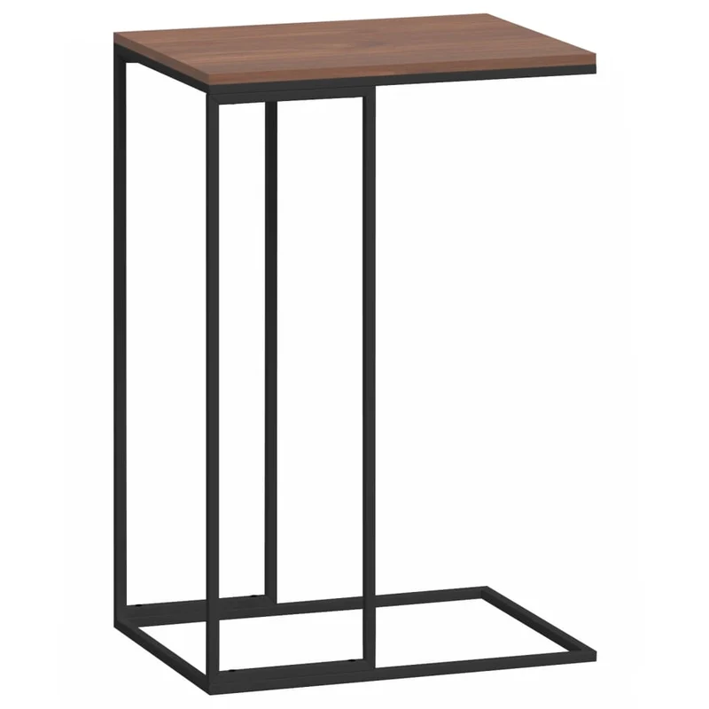 Table d'appoint en forme de C 40 x 30 x 59 cm bois d'ingénierie noir et fer DEC040288