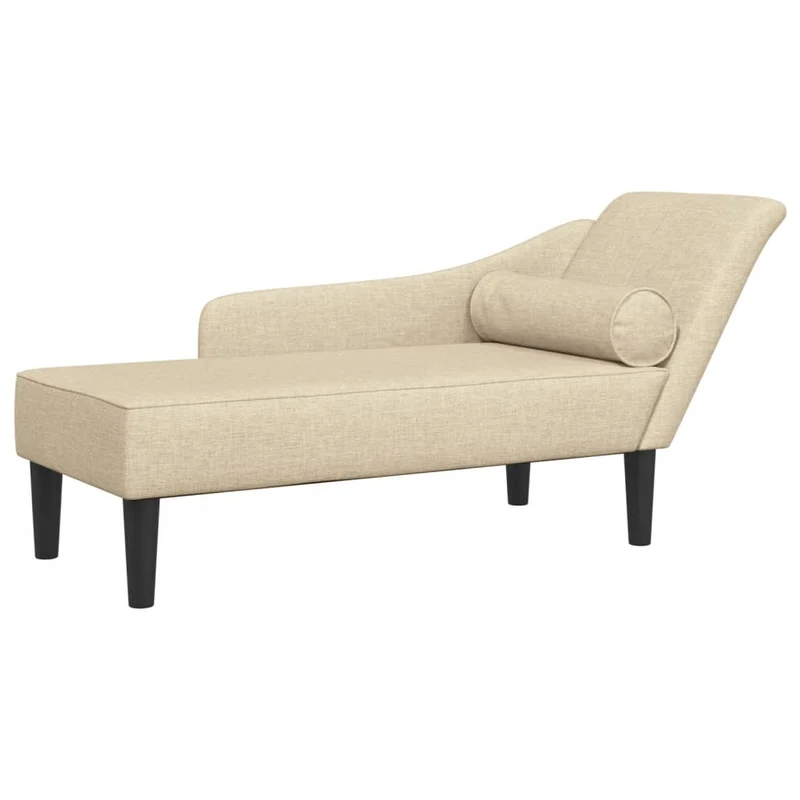 Méridienne chaise longue pour intérieur avec coussins en tissu crème DEC026068