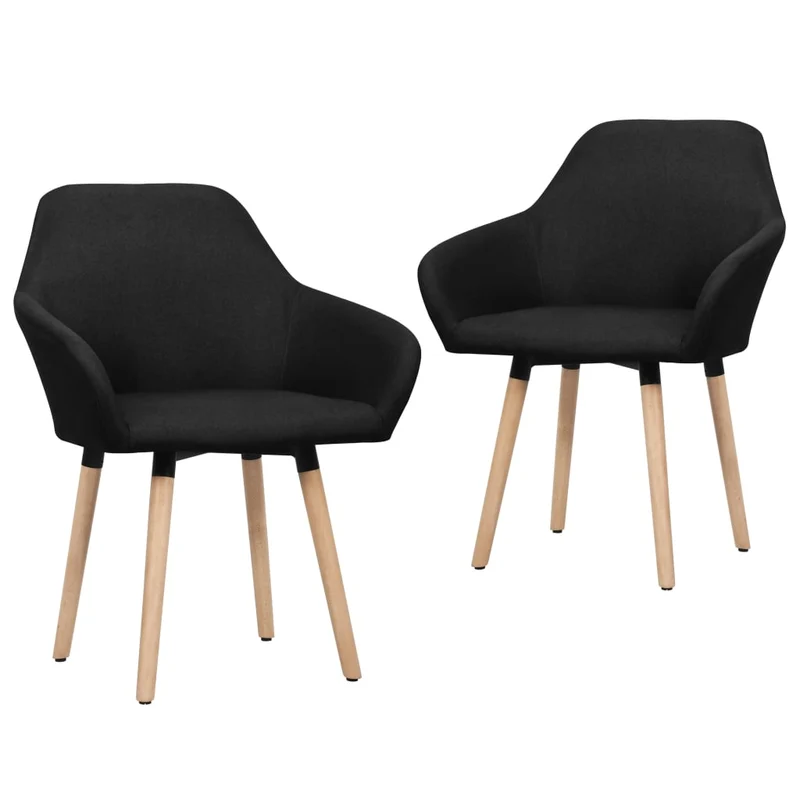 Lot de 2 chaises de salle à manger design moderne cuisine tissu noir CDS020867