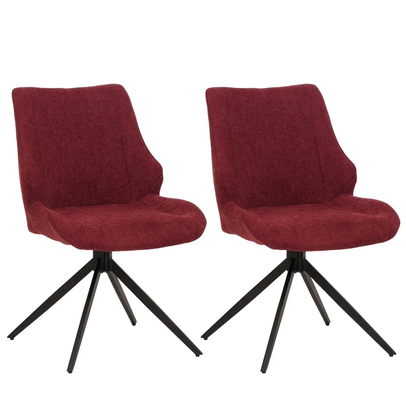 Lot de 2 chaises de salle à manger rotatives confortables design moderne 88 x 55 x 62 cm en tissu chenille bordeaux 04_0009417
