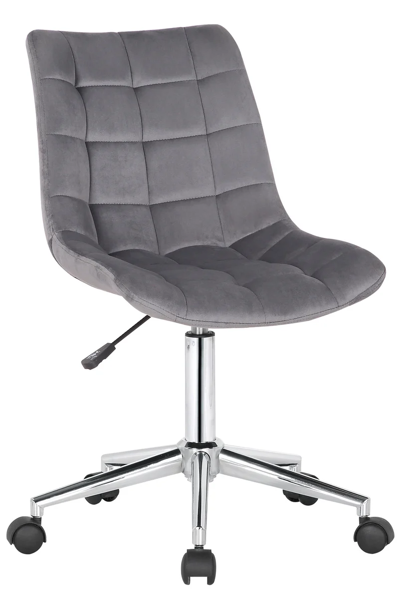 Chaise de bureau en velours gris sur roulettes design moderne hauteur réglable BUR10595