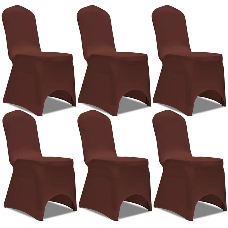 Housse de chaise extensible 6 pcs marron DEC022362