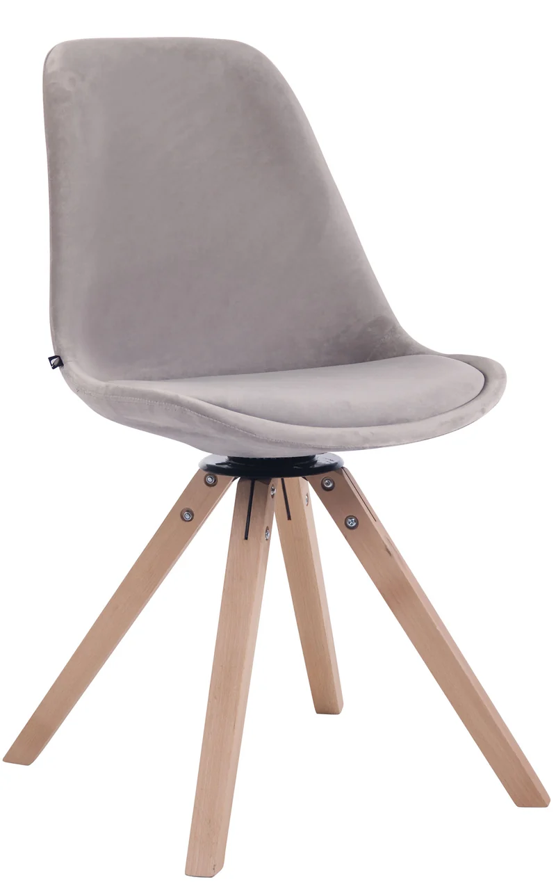 Chaise de salle à manger x1 chaise visiteur assise pivotant à 360° en velours gris piètement en bois carré clair 10_0003505