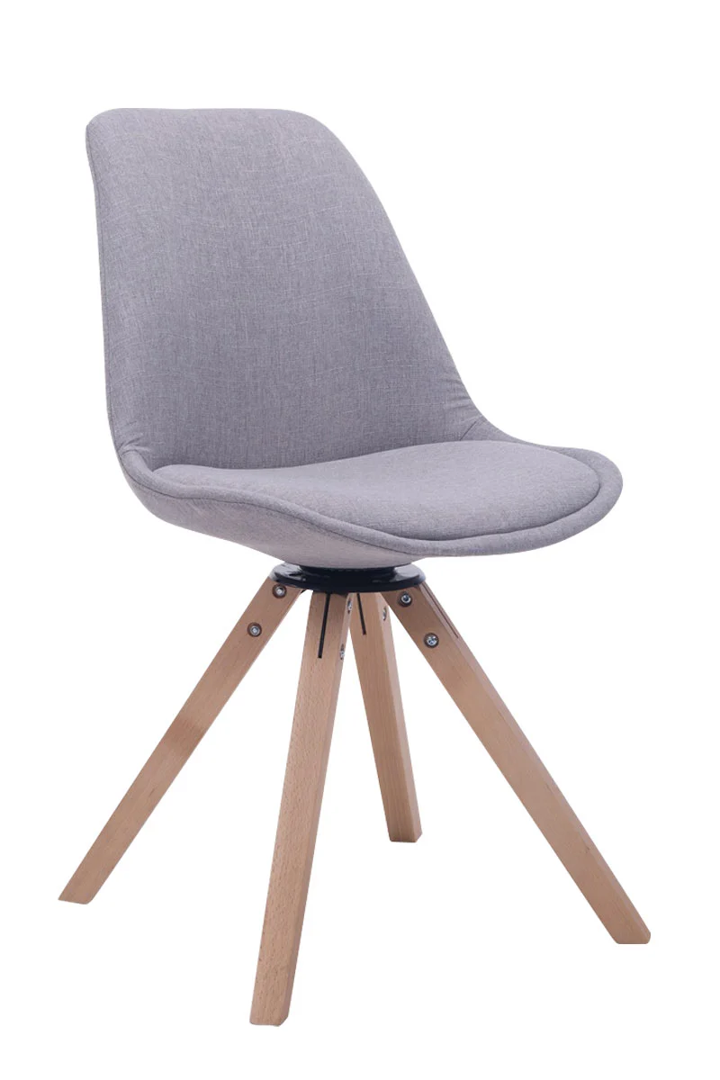 Chaise de salle à manger x1 chaise visiteur assise pivotant à 360° en tissu gris piètement en bois carré clair 10_0003476