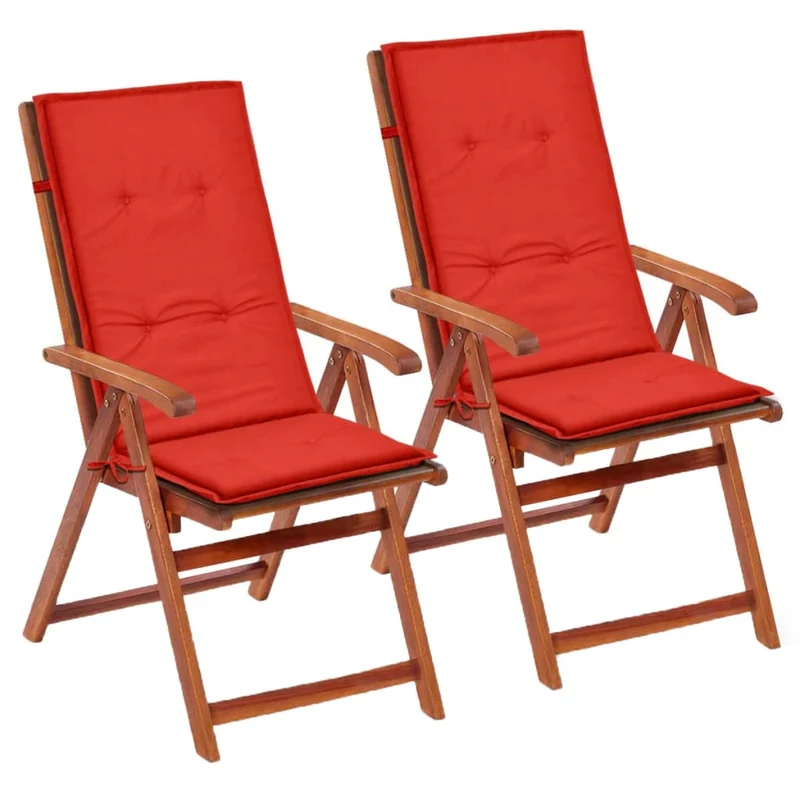 Lot de 2 coussins de chaise de jardin en tissu rouge 120x50x3 cm DEC021549