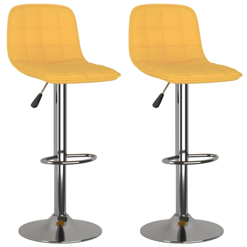 Lot de 2 tabourets de bar chaises hautes en tissu jaune cadre en acier DEC029759