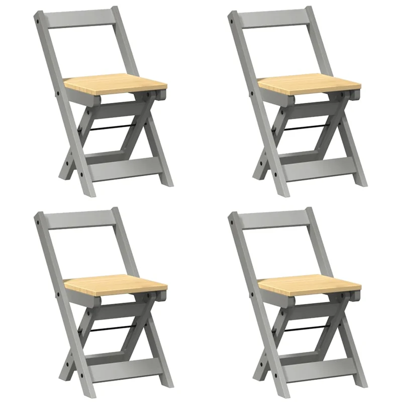 Lot de 4 chaises de salle à manger pliables design rustique en bois de pin gris DEC026287