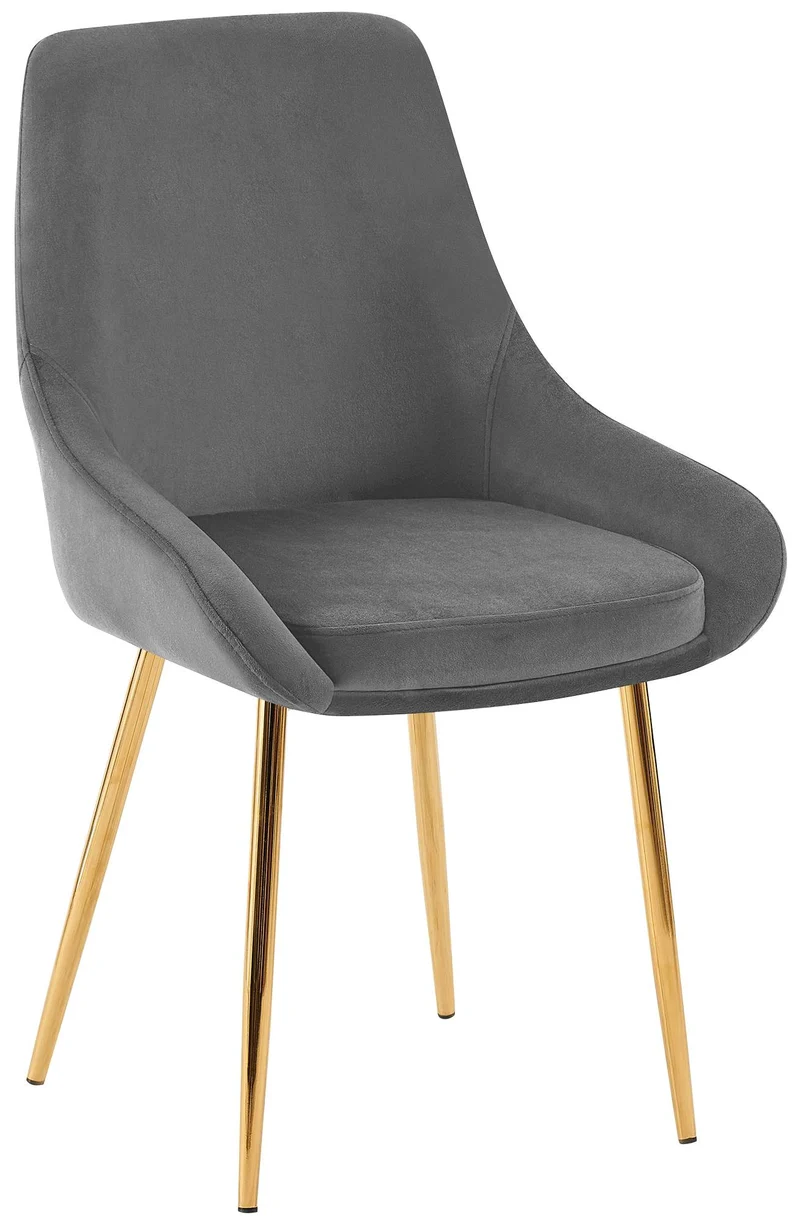 Chaise de salle à manger x1 élégance confort design moderne en velours gris foncé structure métallique doré 10_0007429