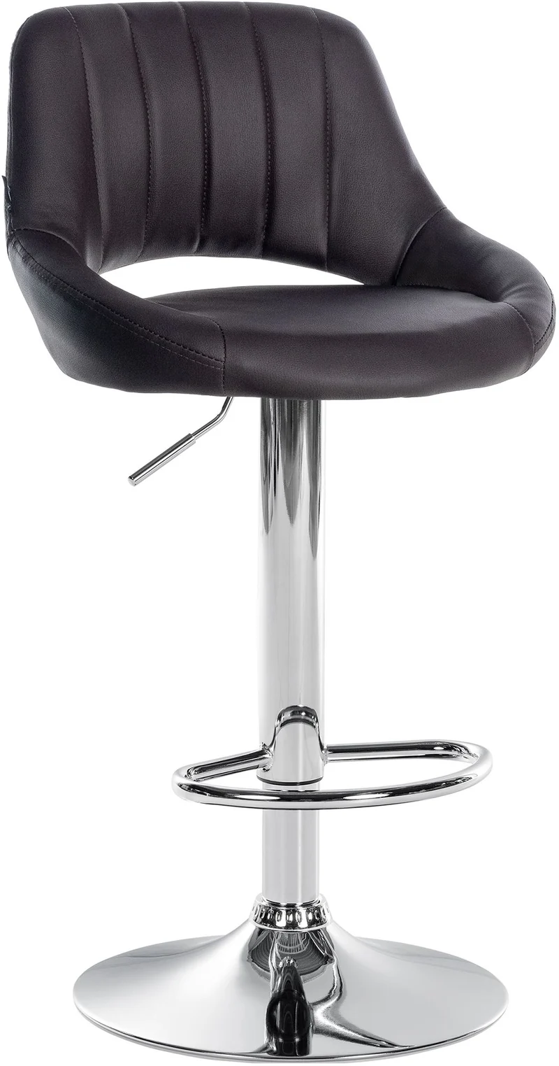 Tabouret de bar x1 avec repose-pieds pivotant et réglable en PVC marron et métal 10_0005209