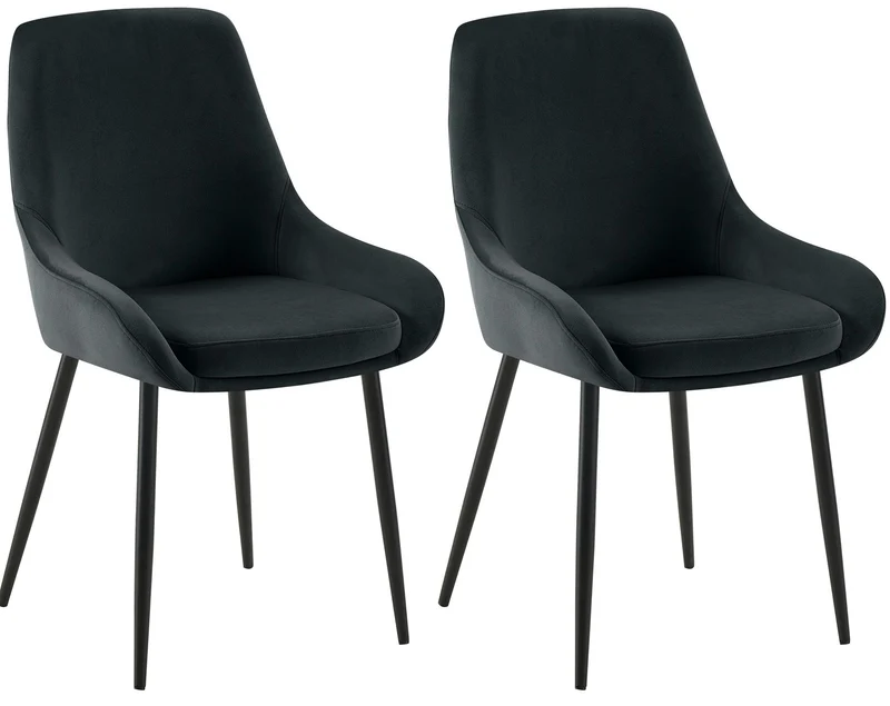 Lot de 2 chaises de salle à manger élégance confort design moderne en velours noir structure métallique noir 10_0007674
