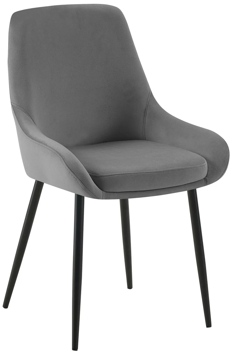 Chaise de salle à manger x1 élégance confort design moderne en velours gris foncé structure métallique noir 10_0007430