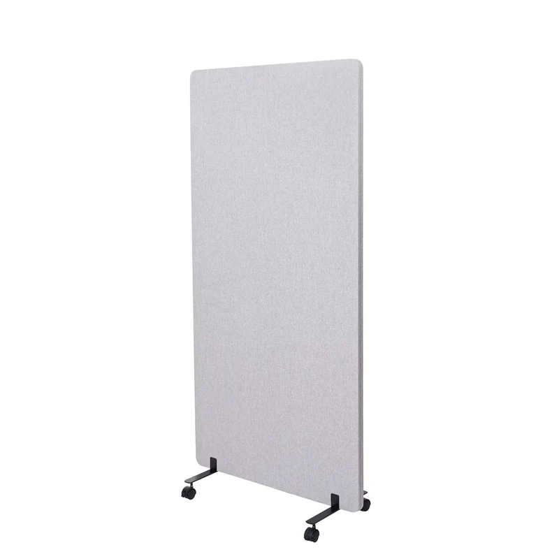 Cloison acoustique à double paroi paravent de bureau séparateur de pièce panneau d'affichage tissu gris 167x80 cm 04_0006422