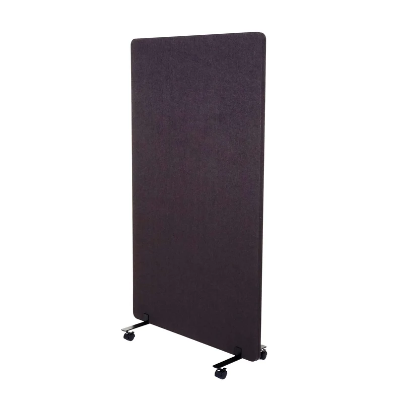 Cloison acoustique double paroi paravent de bureau séparateur de pièce panneau d'affichage 147x80cm cm tissu marron-gris 04_0006427