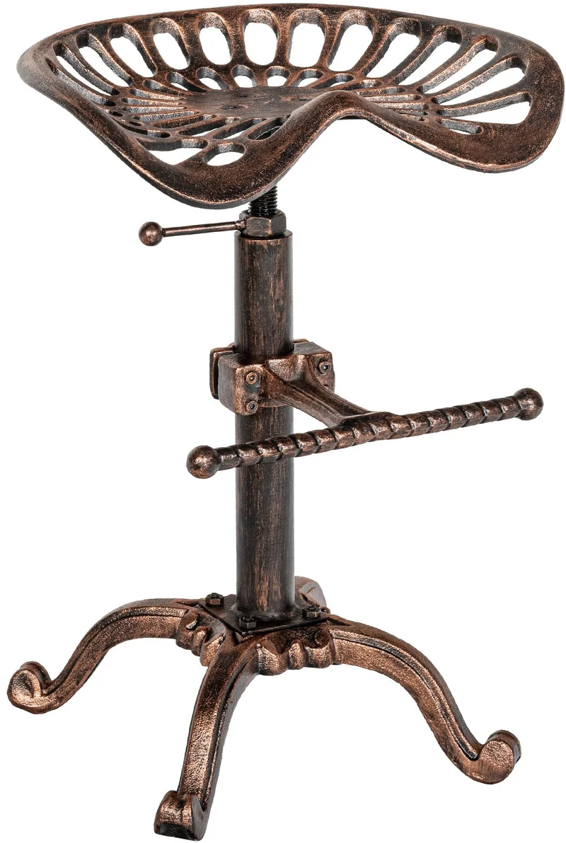 Lot de 2 tabourets industriel vintage en métal bronze avec repose-pieds - Charme et caractère 10_0005558