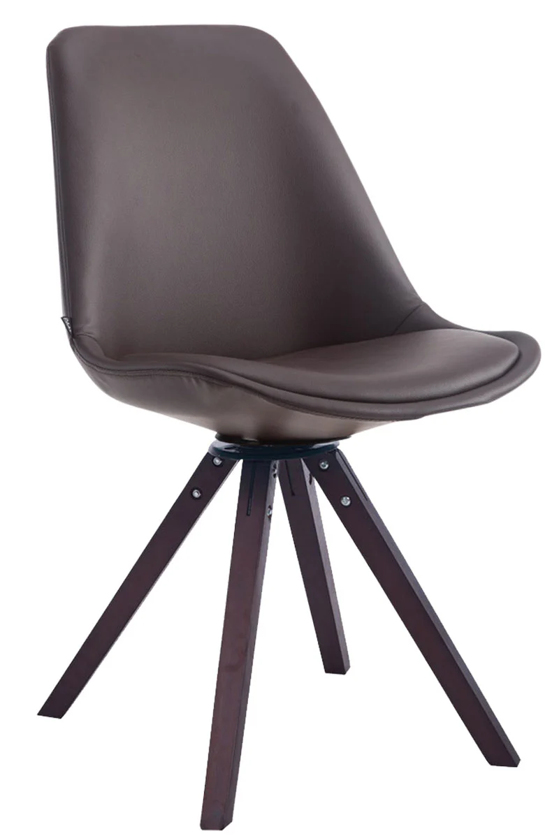 Chaise pivotante en similicuir marron piètement bois foncé rotation 360° style scandinave moderne 10_0008785
