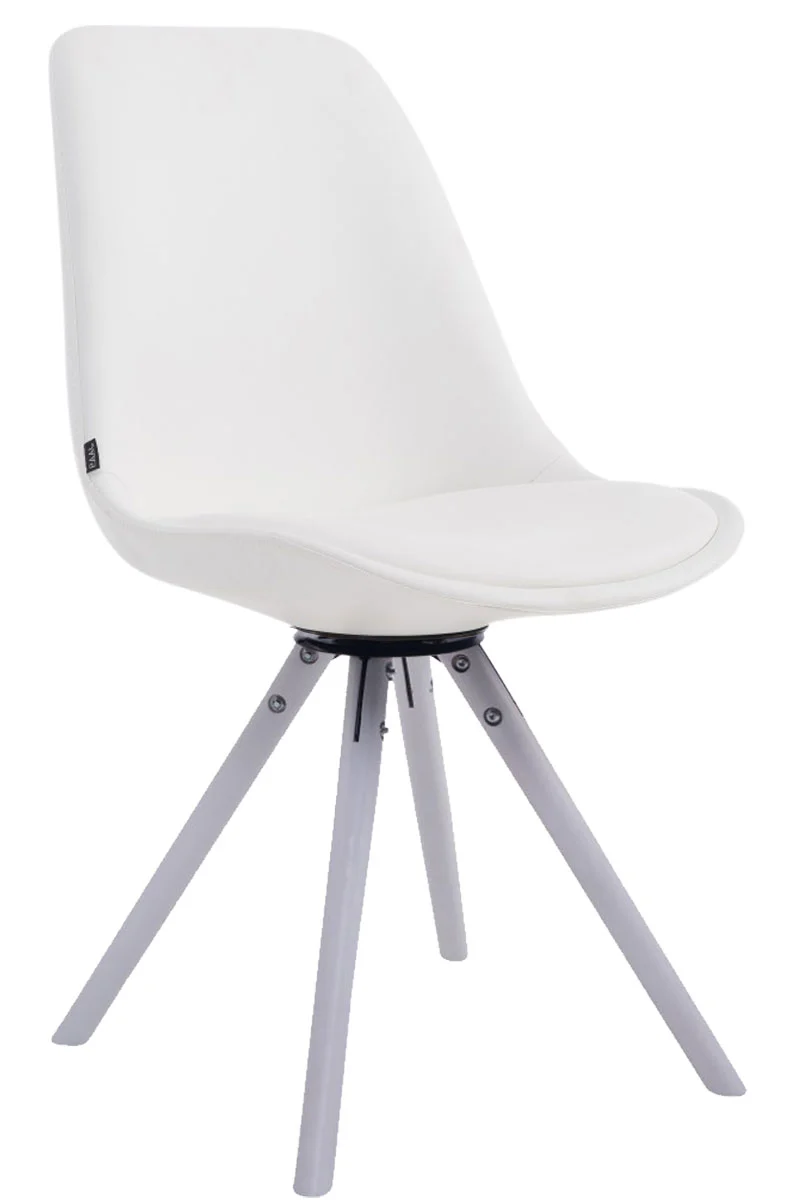 Chaise visiteur x1 pivotante 360° revêtement similicuir blanc piètement bois blanc style scandinave moderne 10_0008701