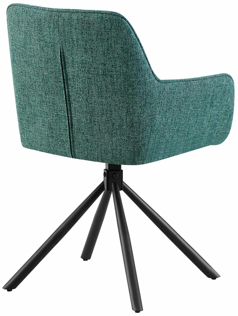 Lot de 2 chaises pivotantes 180° revêtement tissu vert avec accoudoirs piètement métal noir 10_0007700