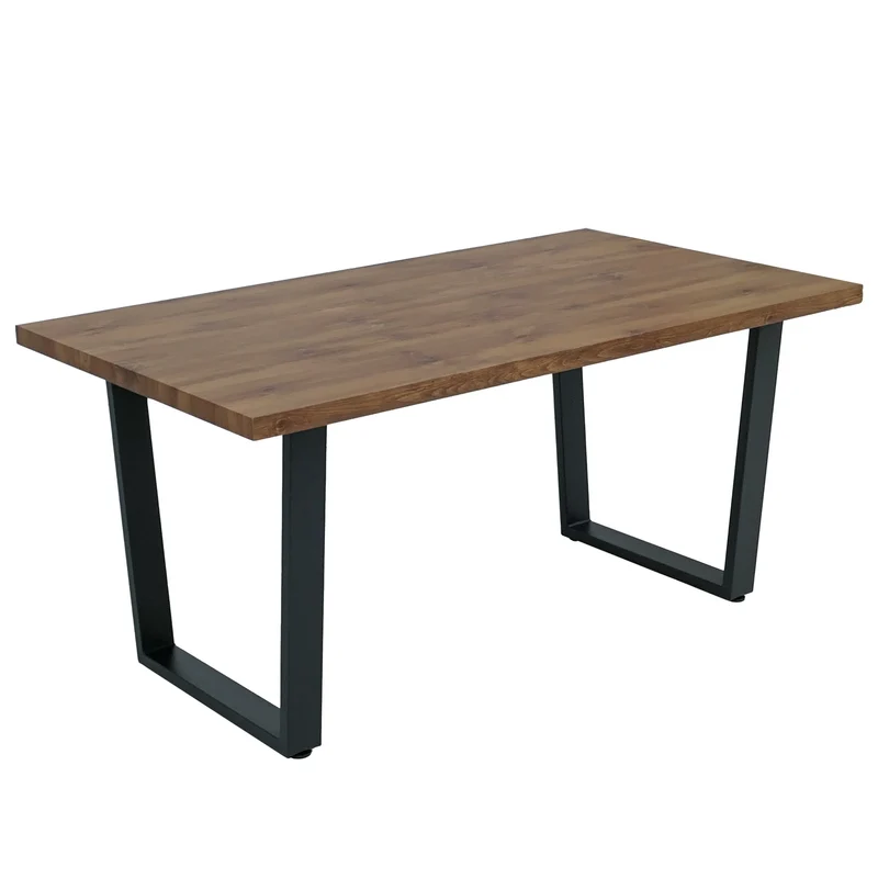 Table à manger design industrielle 160x90 cm MDF aspect noyer et métal 04_0009280