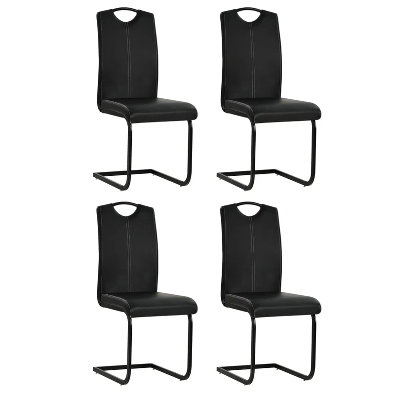 Lot de 4 chaises de salle à manger cuisine cantilever style moderne en synthétique noir CDS021418