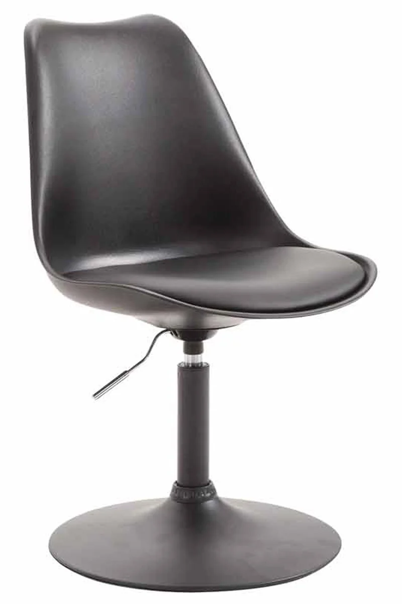 Chaise de salle à manger x1 pivotante hauteur réglable en plastique noir et pied trompette en métal noir 10_0003765