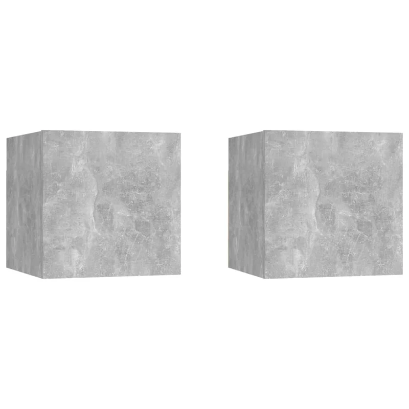 Lot de 2 tables de chevet murale avec compartiment avec porte 30,5 x 30 x 30cm bois d'ingénierie gris DEC035896