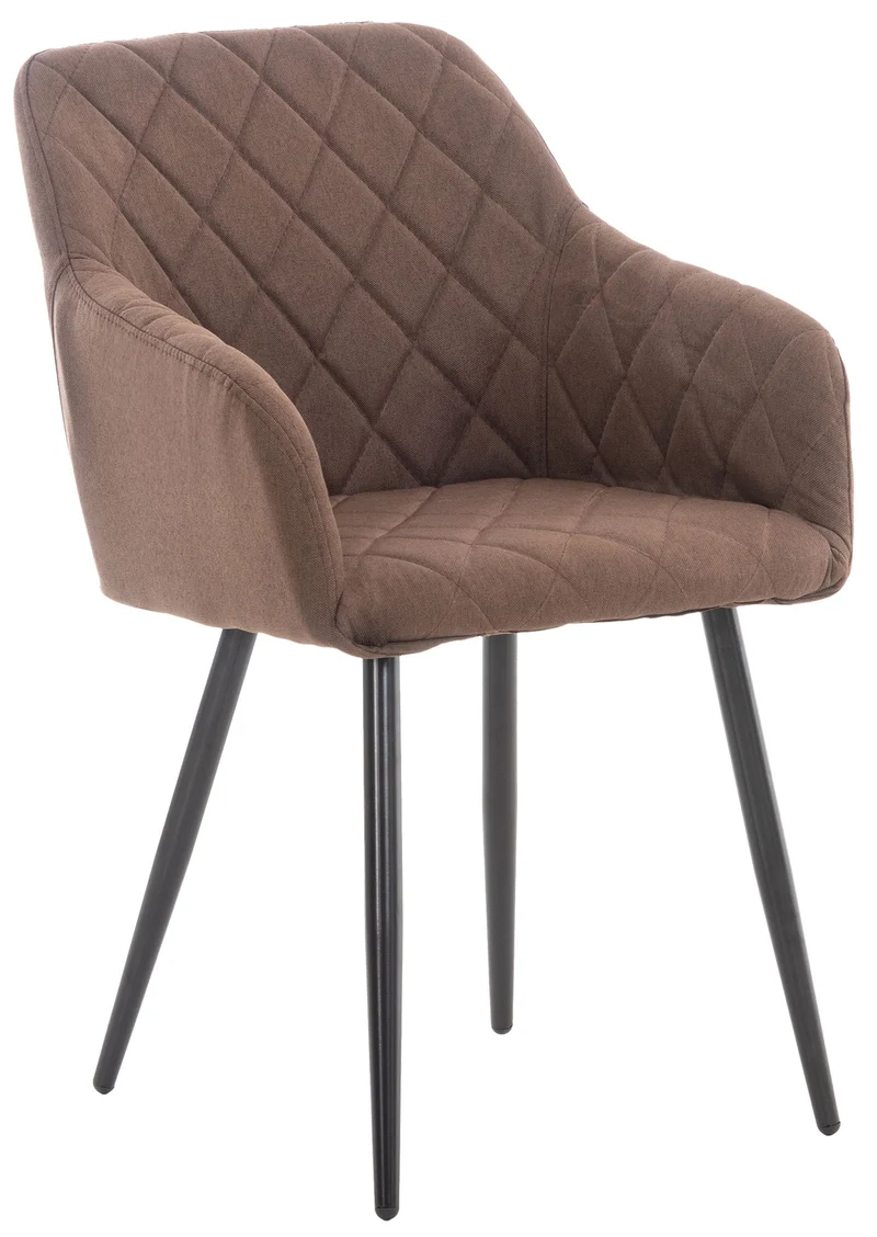 Chaise de salle à manger design retro coutures décoratives en losanges assise en tissu marron 10_0002109