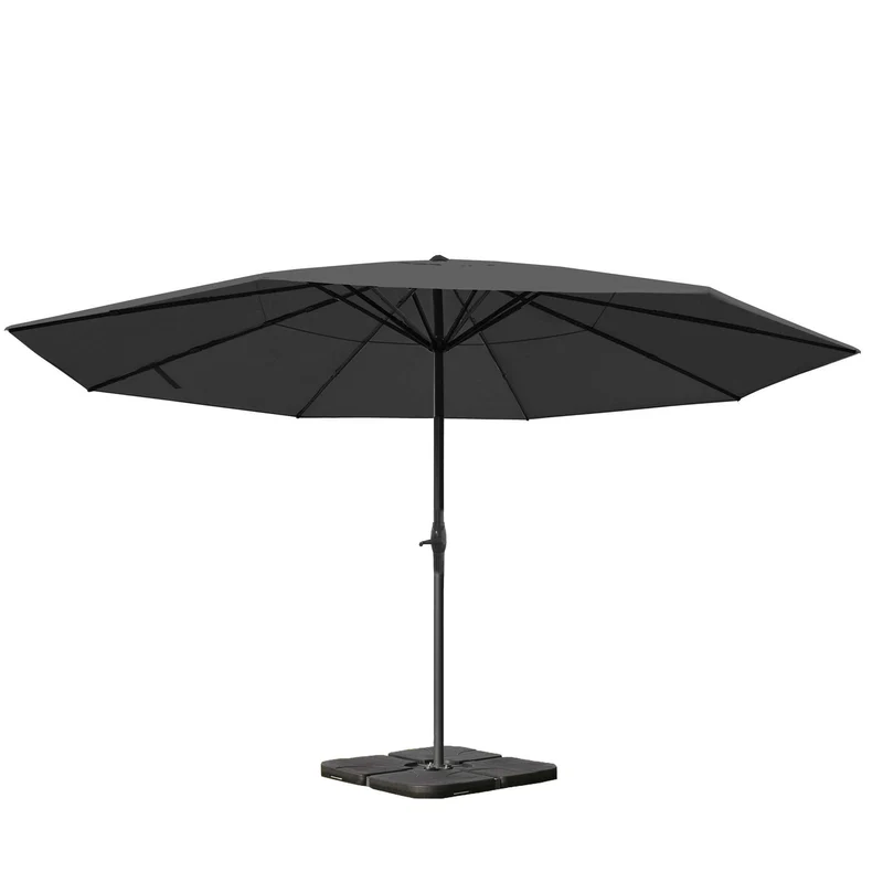 Parasol Ø 5 m professionnel de restauration aluminium et polyester 28 kg anthracite avec pied 04_0008025