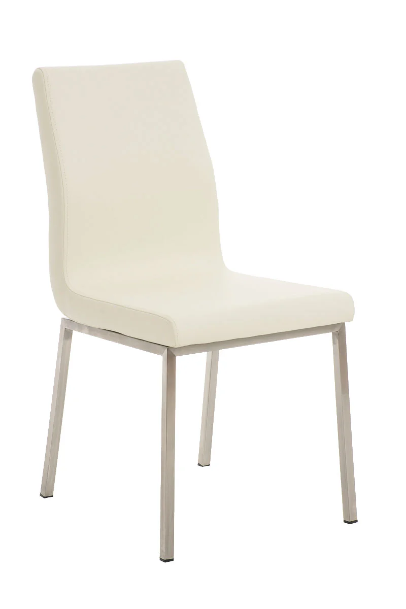 Chaise de salle à manger x1 style épuré en PVC crème et acier inoxydable 10_0002008