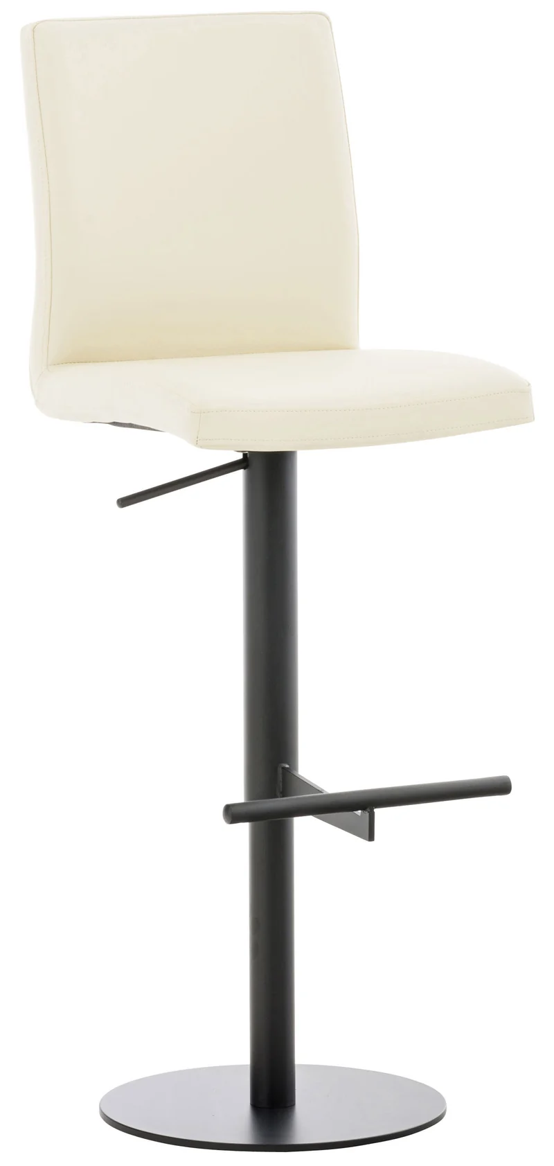 Tabouret de bar x1 réglable en hauteur et pivotant à 360° plateforme ronde en métal noir assise en PVC crème 10_0004567