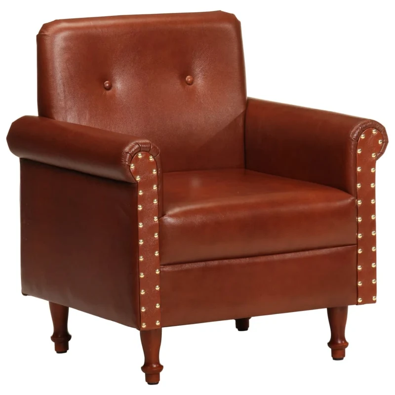 Fauteuil lounge assise confortable design moderne marron cuir véritable brun DEC026455