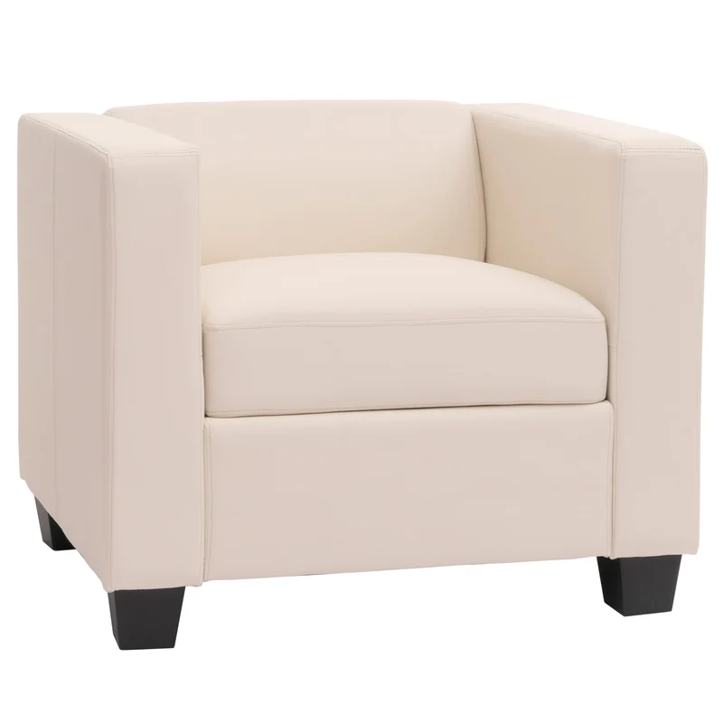 Fauteuil lounge relax design moderne avec accoudoirs assise rembourrée confortable en similicuir blanc 04_0011554