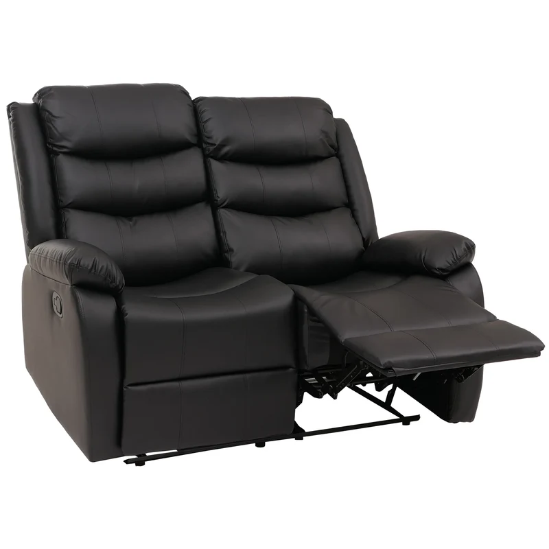 Ensemble de 2 fauteuils cinéma relax inclinables en simili cuir noir avec repose-pieds 04_0009408