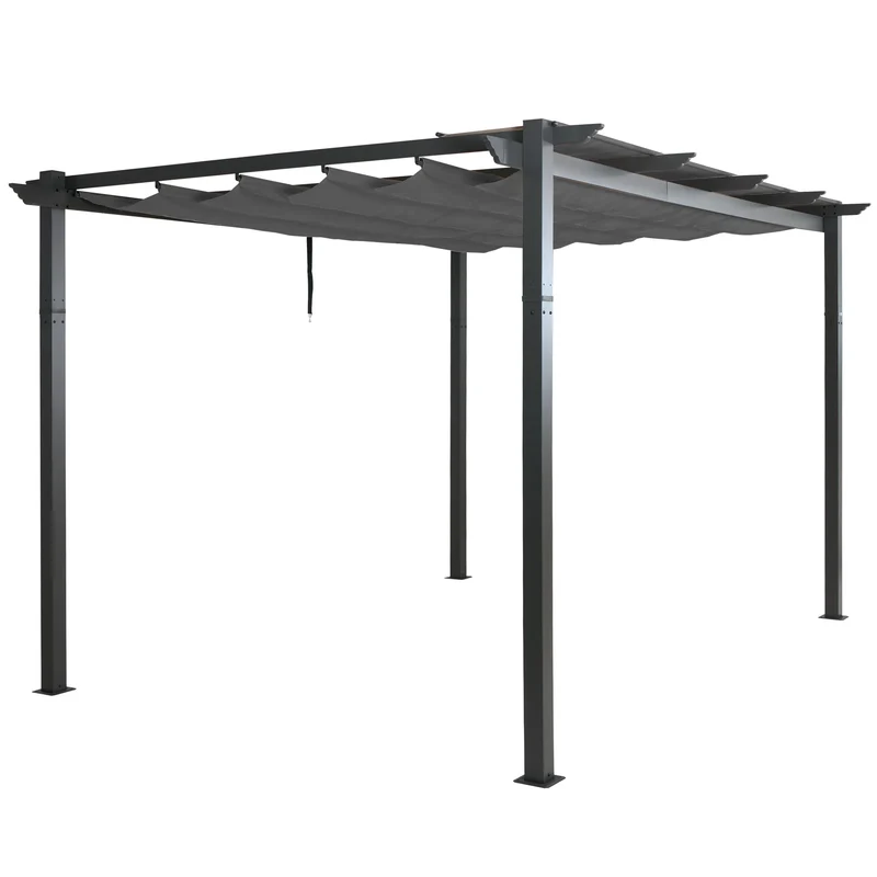 Pergola de jardin en aluminium 3x4 m avec toit coulissant réglable UV50+ structure 8 cm coloris anthracite 04_0009582