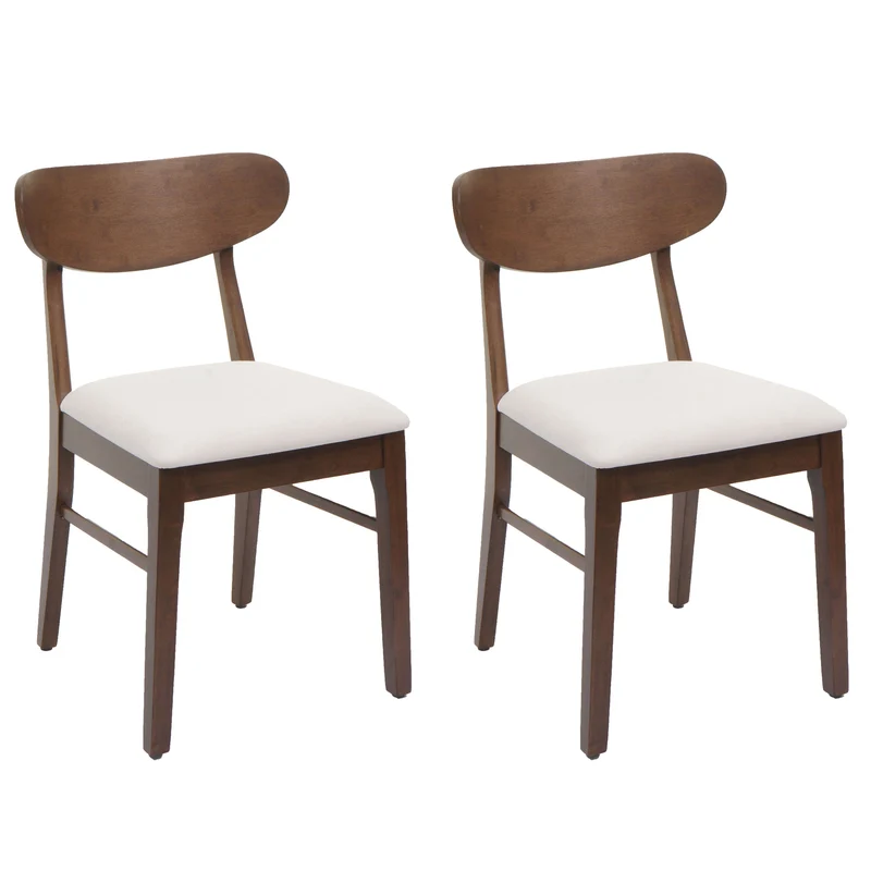 Lot de 2 chaises de salle à manger modernes avec dossier haut 79 x 45 x 49 cm structure en bois marron tissu crème 04_0010148