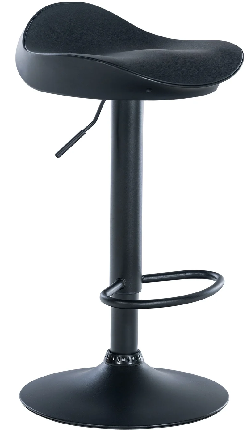 Tabouret de bar en synthétique noir et plastique avec repose-pieds design moderne TDB10578