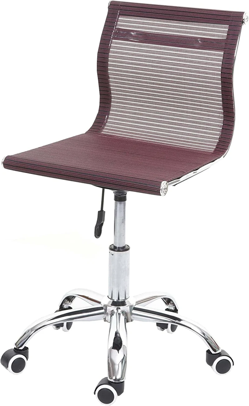 Chaise de bureau pivotante sans accoudoirs revêtement en maille tissu/textile bordeaux BUR04114