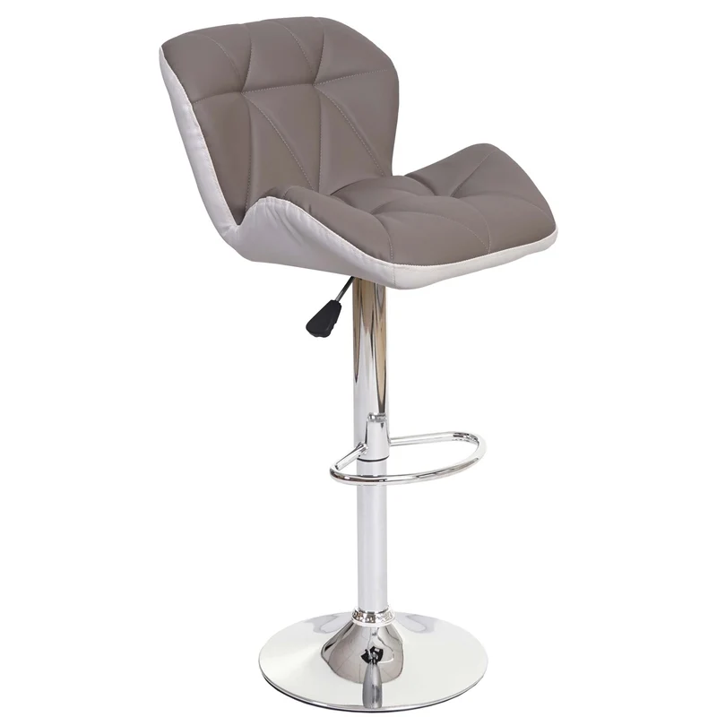 Tabouret de bar chaise de comptoir hauteur réglable en synthétique taupe gris cadre en acier chromé 04_0005263