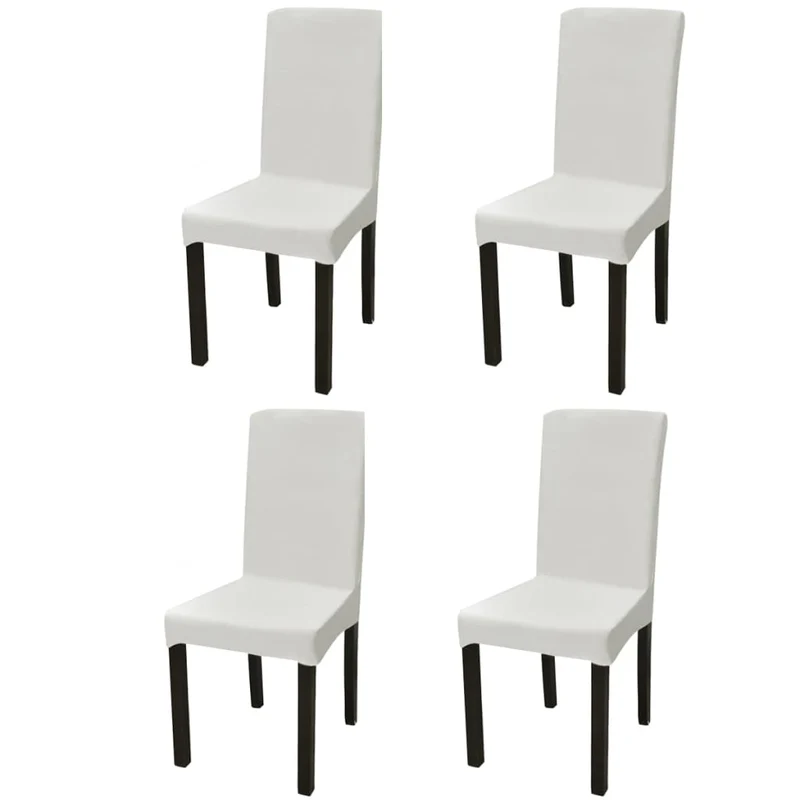 Housse de chaise droite extensible 4 pcs Crème DEC022370