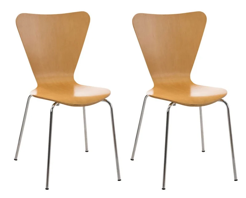 Lot de 2 chaises de séjour bureau en bois et métal CDS10008