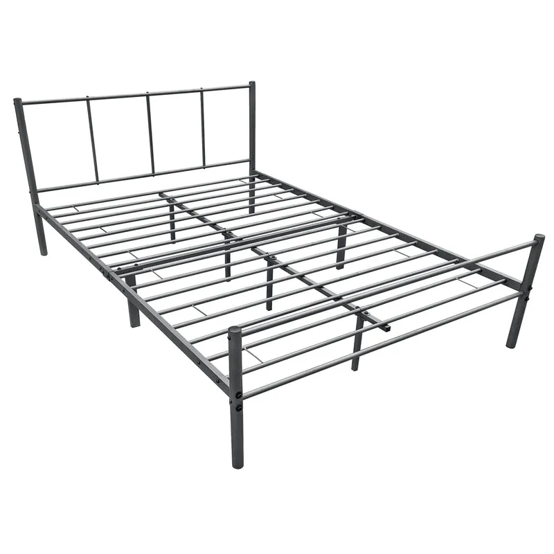 Lit pour adultes en métal avec lattes métalliques structure en acier gris 120 x 200 cm 03_0004918