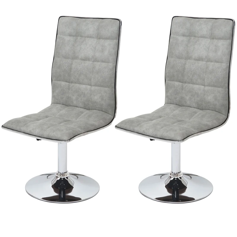 Lot de 2 chaises de salle à manger cuisine ajustable à hauteur variable tissu gris 04_0000222