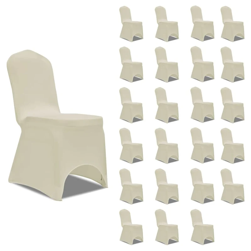 Housses élastiques de chaise Crème 24 pièces DEC022537