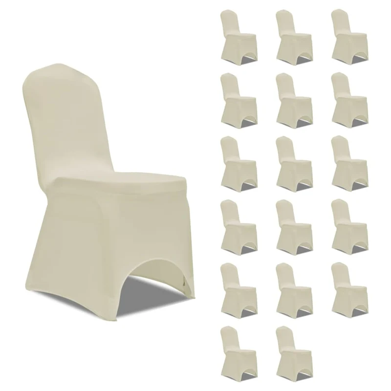 Housses élastiques de chaise Crème 18 pièces DEC022536