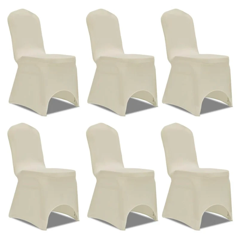 Housse crème extensible pour chaise 6 pièces DEC022490